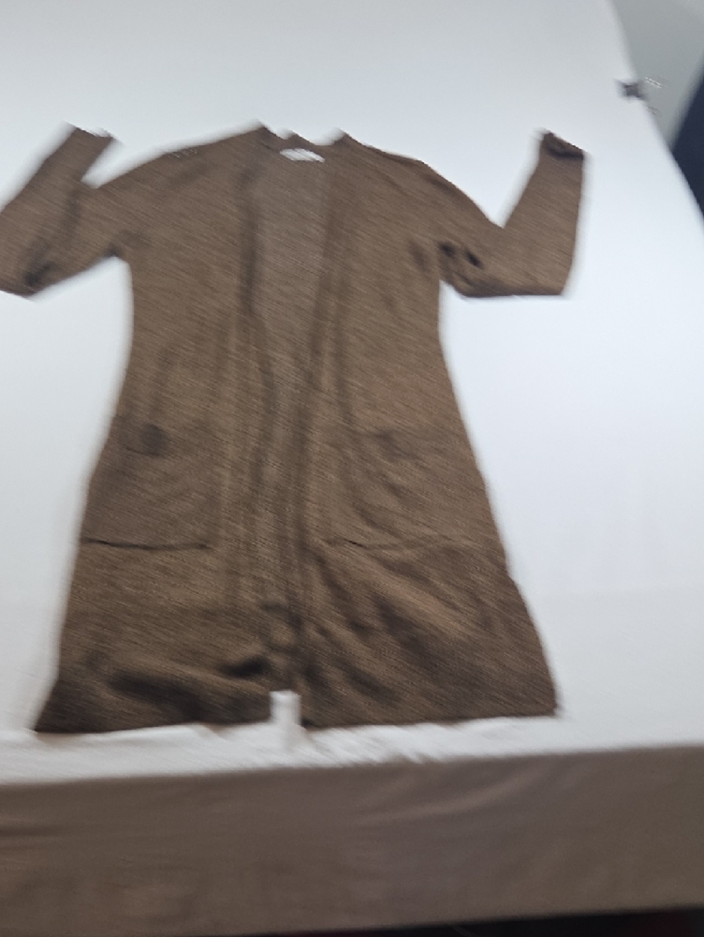 Maurices Long Open-Front Cardigan Jacket Boho Heathered Brown Lagenlook Cotton - Picture 10 of 14